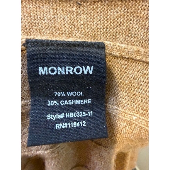 MONROW Wool Cashmere Ribbed Wide Leg Pants Camel Brown Green Stripe XL HB0325-11 - Picture 4 of 7